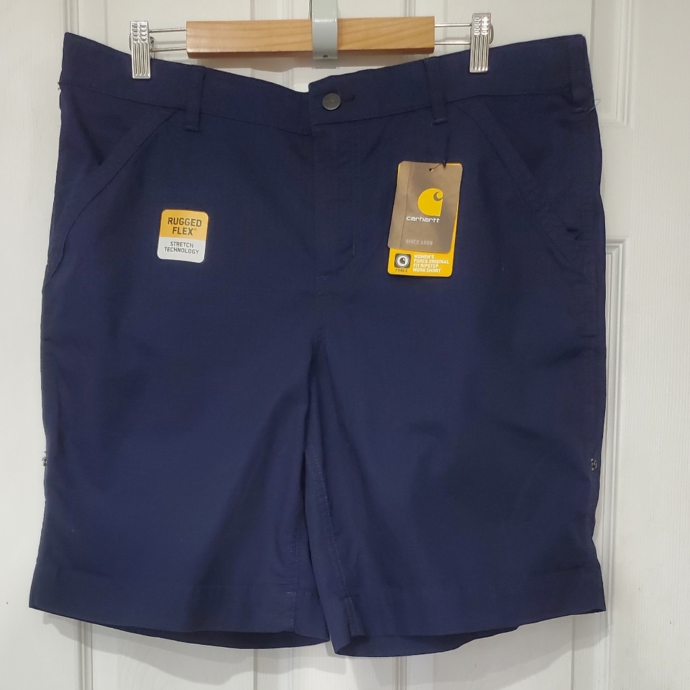 Carhartt NWT Womens Original Fit Force Ripstop Shorts Blue Size 18